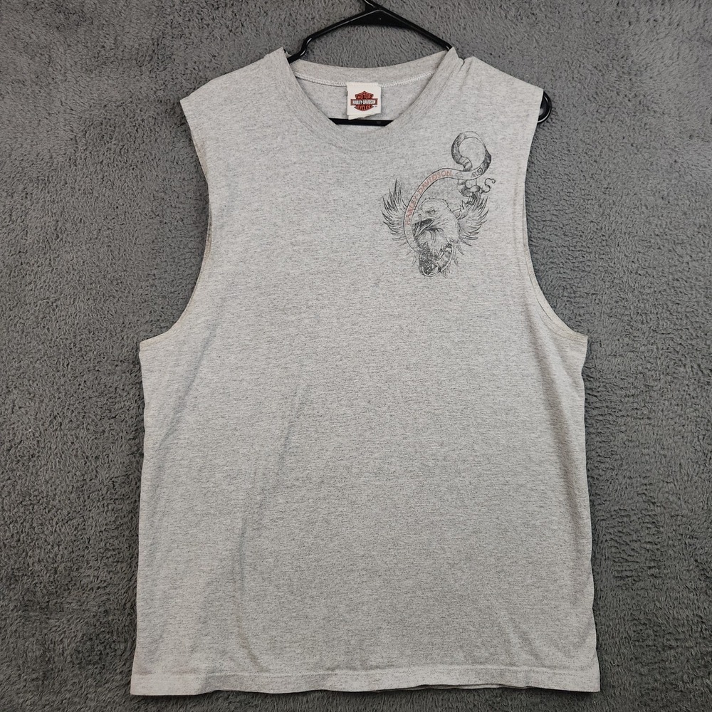 Harley-Davidson Sleeveless Shirt Mens Large City of Blues Joliet IL Gray Biker